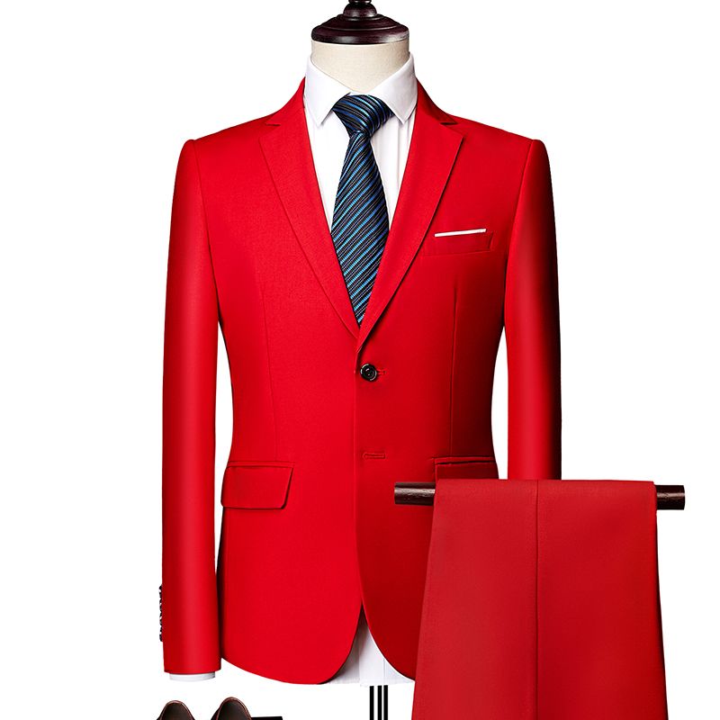 (Dark Green)(Jacket+Pants) Latest Men Luxury Suit Set  Formal Blazers Slim Fit Business Tuxedo 2 Pcs Suit Groom Wedding Dress Man Suit S-6XL RA