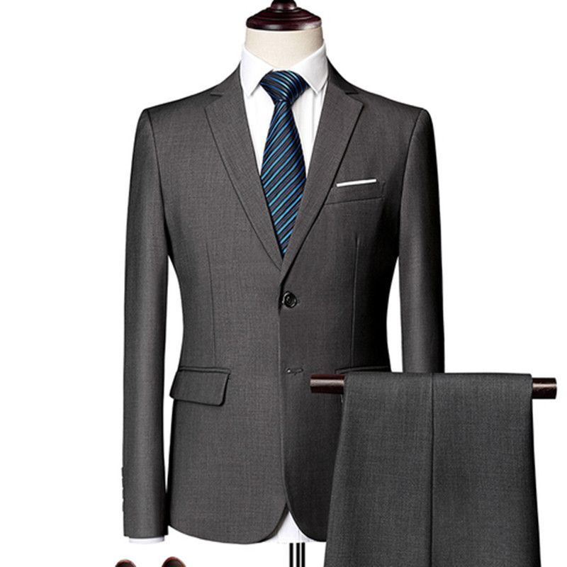(Dark Green)(Jacket+Pants) Latest Men Luxury Suit Set  Formal Blazers Slim Fit Business Tuxedo 2 Pcs Suit Groom Wedding Dress Man Suit S-6XL RA