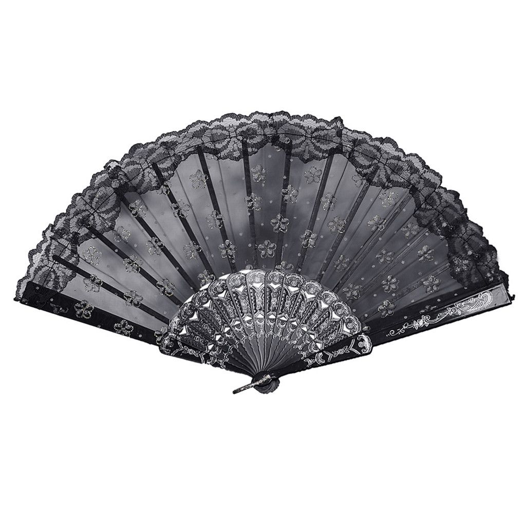 Silk Fabric Held Wedding Party Drop Chinese/spanish Shipping Hand Style Folding Dance Fan Flower 25# Decorative Lace Fans