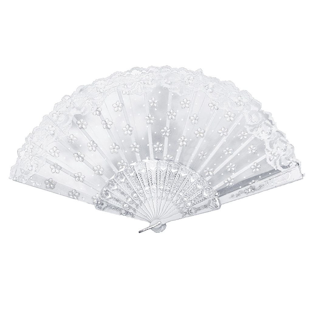 Silk Fabric Held Wedding Party Drop Chinese/spanish Shipping Hand Style Folding Dance Fan Flower 25# Decorative Lace Fans