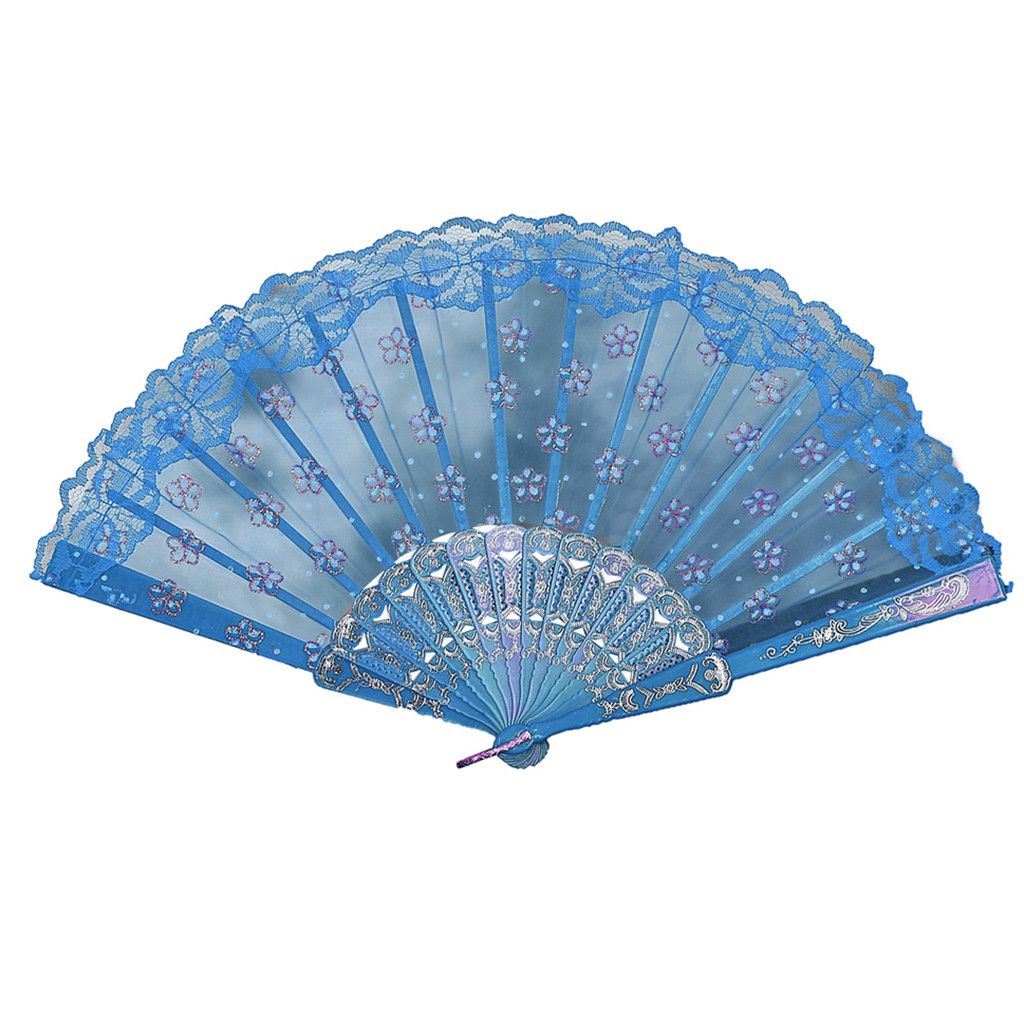 Silk Fabric Held Wedding Party Drop Chinese/spanish Shipping Hand Style Folding Dance Fan Flower 25# Decorative Lace Fans