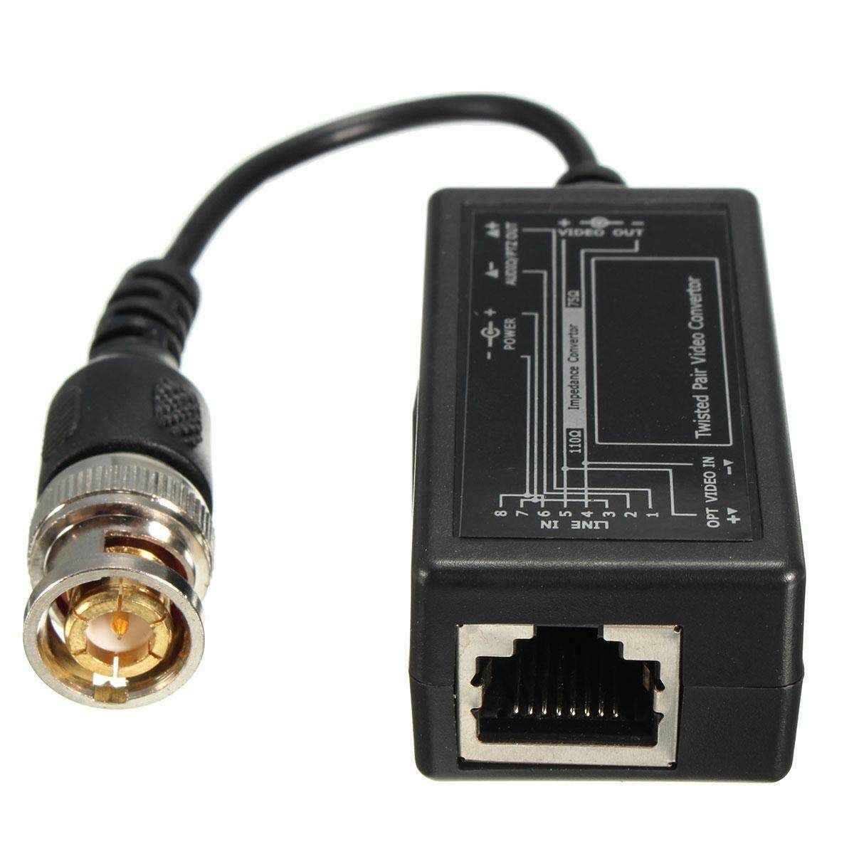 1Pair Male BNC To RJ45 Video Convert CAT5e 6 Cable For CCTV Camera