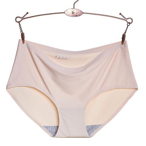Women Sexy Soft Elastic Seamless Breathable Mid Rise Panties Briefs Underwear-Light Coffee