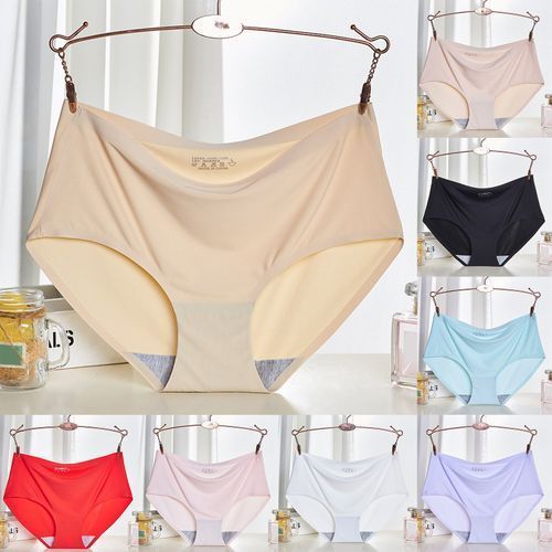 Women Sexy Soft Elastic Seamless Breathable Mid Rise Panties Briefs Underwear-Light Coffee