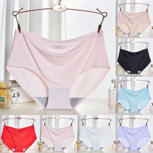 Women Sexy Soft Elastic Seamless Breathable Mid Rise Panties Briefs Underwear-Light Coffee