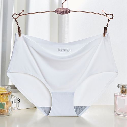 Women Sexy Soft Elastic Seamless Breathable Mid Rise Panties Briefs Underwear-Light Coffee