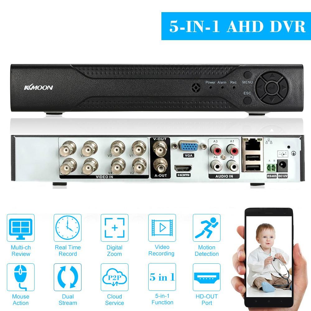 8CH 1080P Hybrid NVR AHD TVI CVI DVR 5-in-1 Digital Video Recorder P2P Cloud Network Digital Video Recorder support Plug and Play Phone APP Free CMS Browser View Motion Detection PTZ for CCTV Security Camera Surveillance Syst