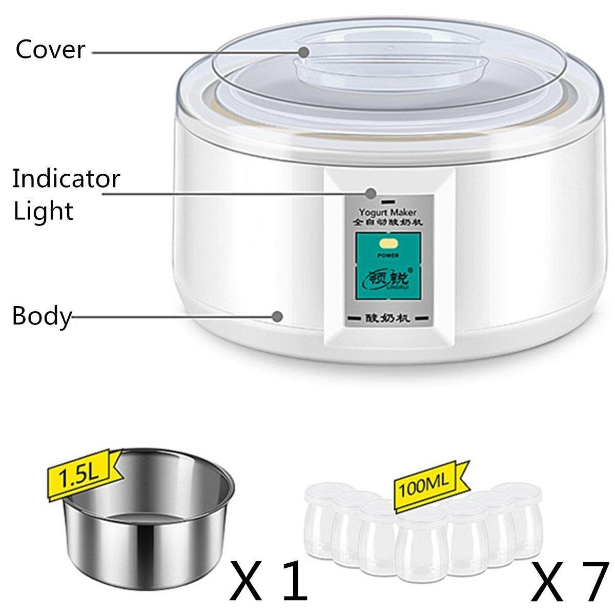 Automatic Yoghurt Maker Machine Rice Yogurt Machine With 7 Glass Jars 1.5L