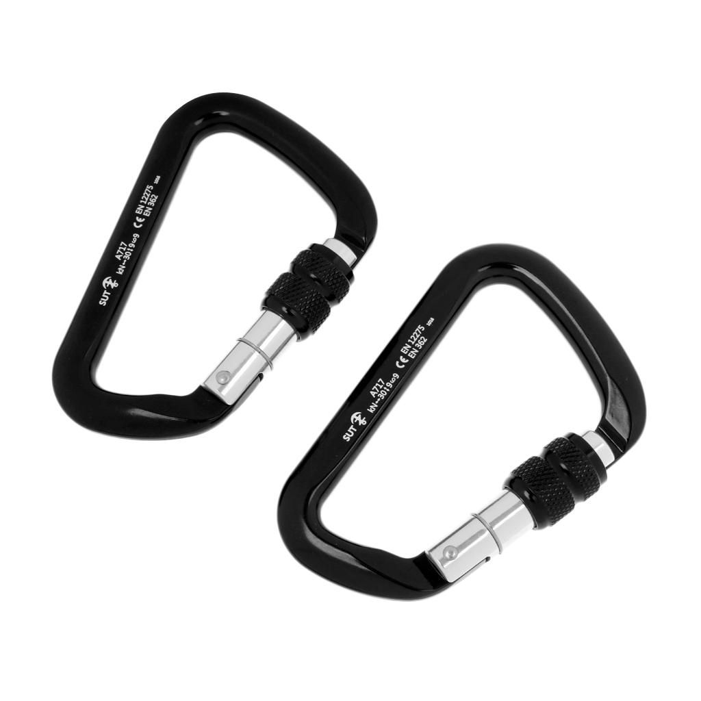 Aluminum D-Ring Carabiner Rock Climbing Screw Locking Karabiners Black