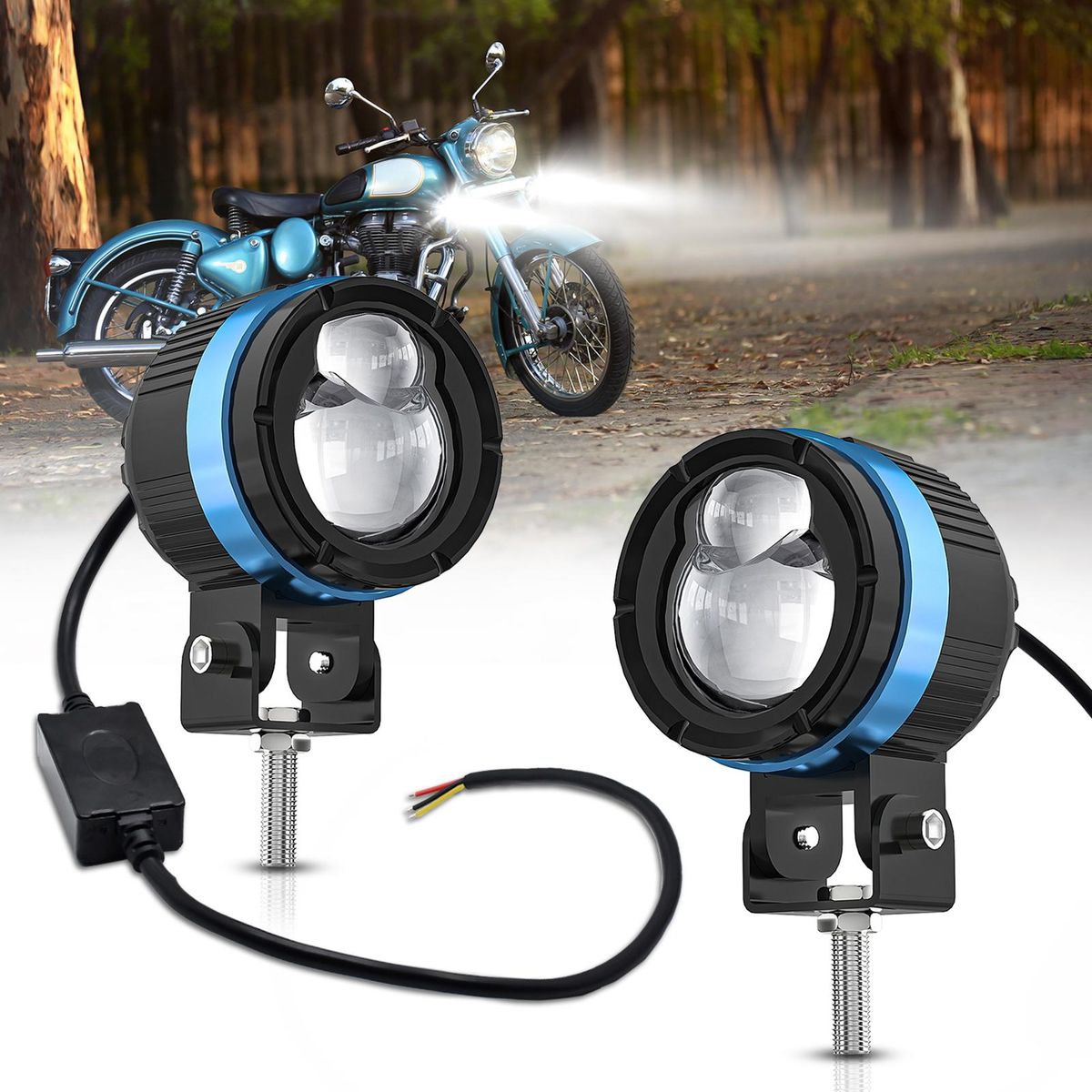 Motorcycle LED Driving Fog Lights 90W White and Amber 4 Light Modes LED Pods Projector Lights Spotlight Replacement for Jeep Motorcycle Tractor Truck ATV UTV SUV Boat (2 Pack)
