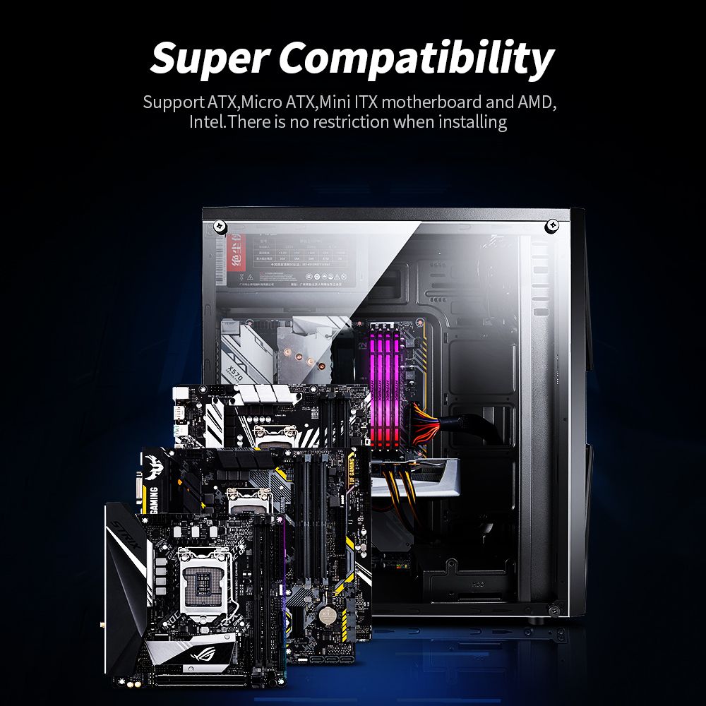 Desktop Computer Case ATX Full-view Side Transparent PC Case