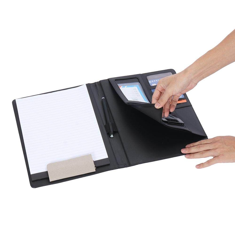 Multi-functional Leather A4 Document Bags Holder Briefcase Folder Calculator Bags School Office Manager Sales File Cacao