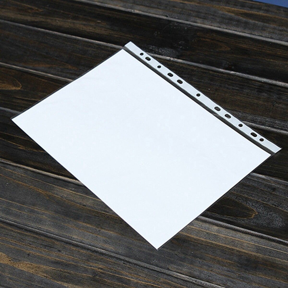 100PCS A4 Clear Plastic Punched Punch Pockets Folders Filing Wallets Sleeves Bag 0.04mm Thickness 4C(0.04mm)