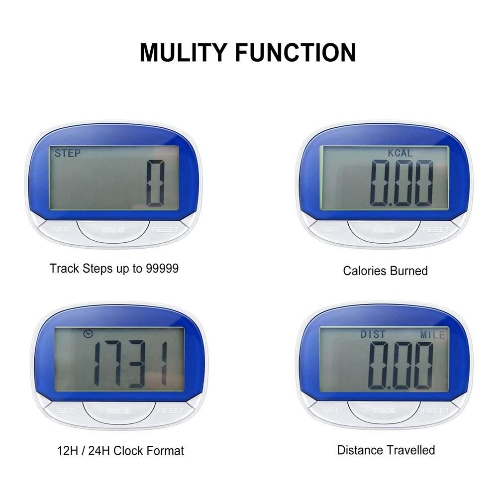 1Pcs Pedometer 3D Step Counter for Walking Portable Step Tracker Accurate Step Counter with Display-Blue
