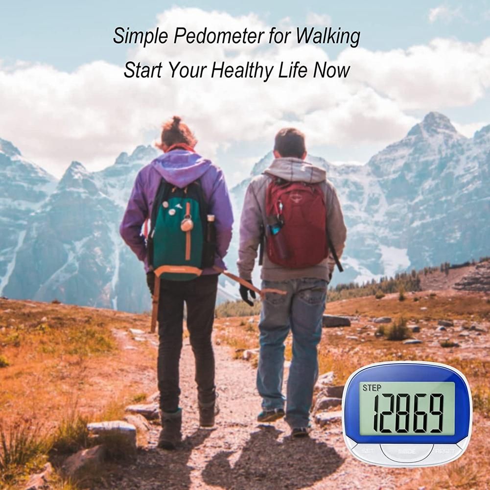 1Pcs Pedometer 3D Step Counter for Walking Portable Step Tracker Accurate Step Counter with Display-Blue