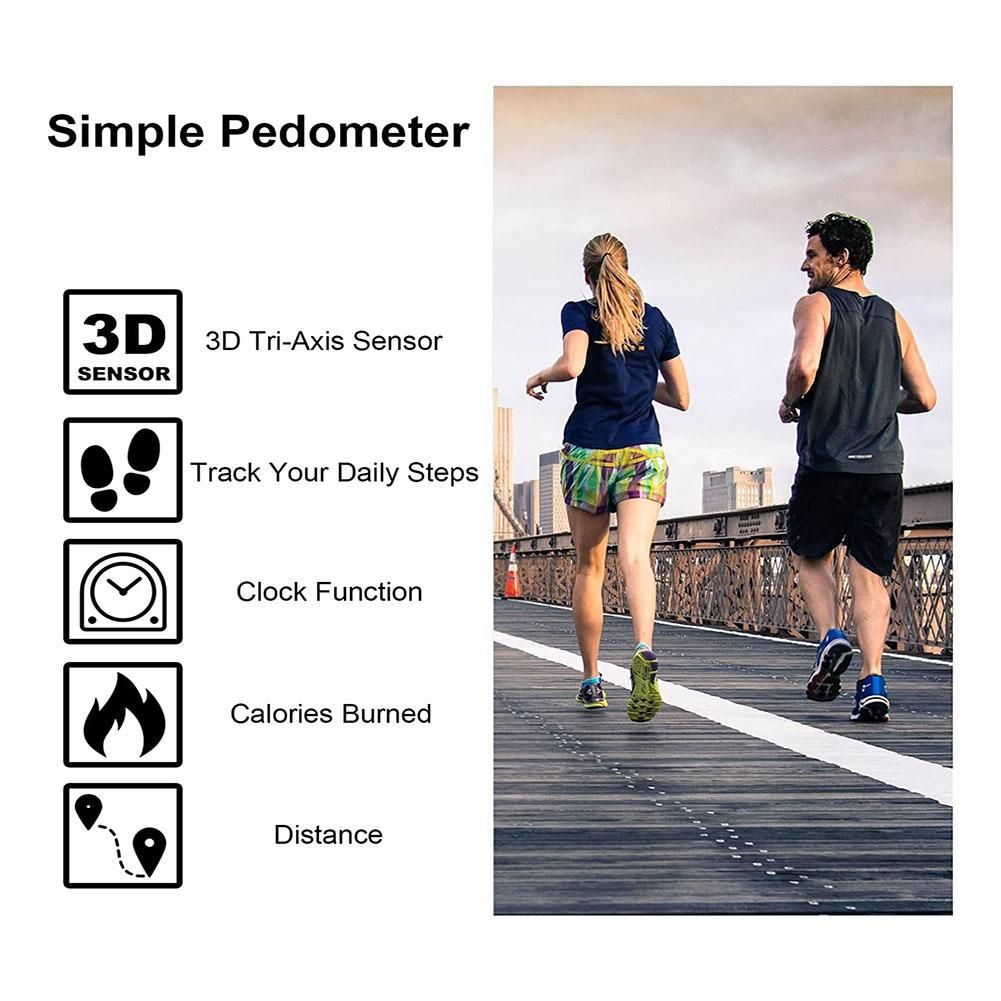 1Pcs Pedometer 3D Step Counter for Walking Portable Step Tracker Accurate Step Counter with Display-Blue