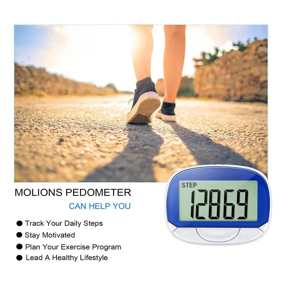 1Pcs Pedometer 3D Step Counter for Walking Portable Step Tracker Accurate Step Counter with Display-Blue