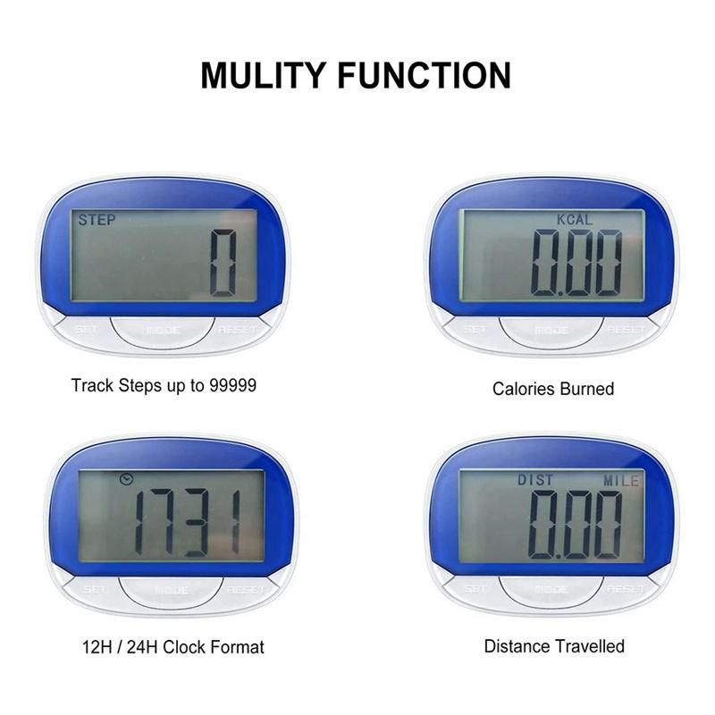 1Pcs Pedometer 3D Step Counter for Walking Portable Step Tracker Accurate Step Counter with Display-Blue