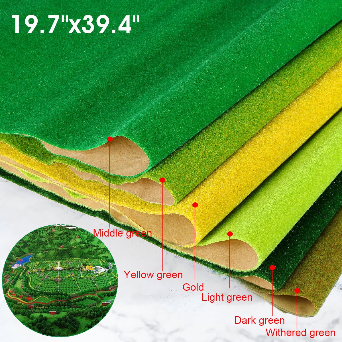 6 Colors 0.5x1m Grass Mat Lawn Carpet Architectural Layout Sand Table Tools Withered Green 50x50cm