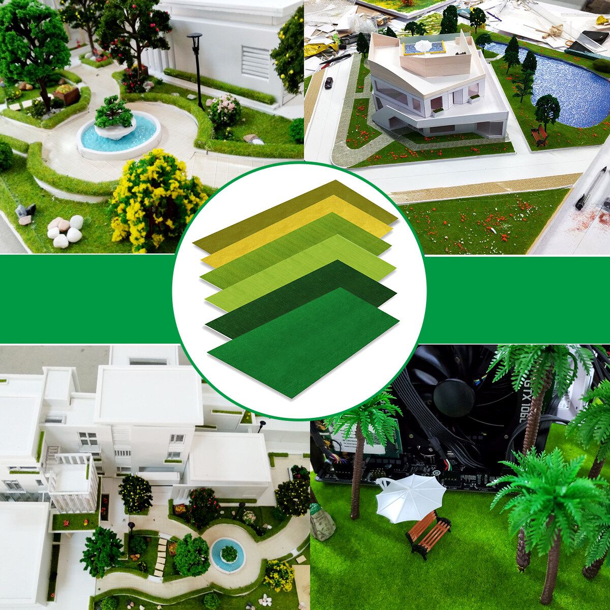 6 Colors 0.5x1m Grass Mat Lawn Carpet Architectural Layout Sand Table Tools Withered Green 50x50cm