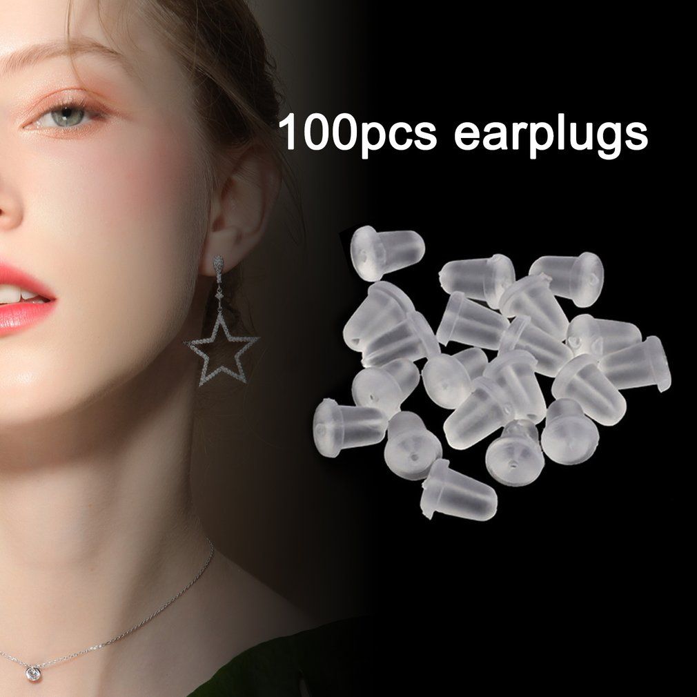 100pcs/lot Bullet-shaped Rubber Earring Backs Stoppers Ear Stud Earrings Cap