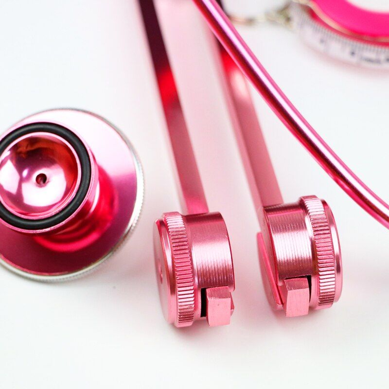 Classic Pink Home Health Monitor Storage Bag Kit With Medical Stethoscope Tuning Fork Reflex Hammer LED Penlight Tool
