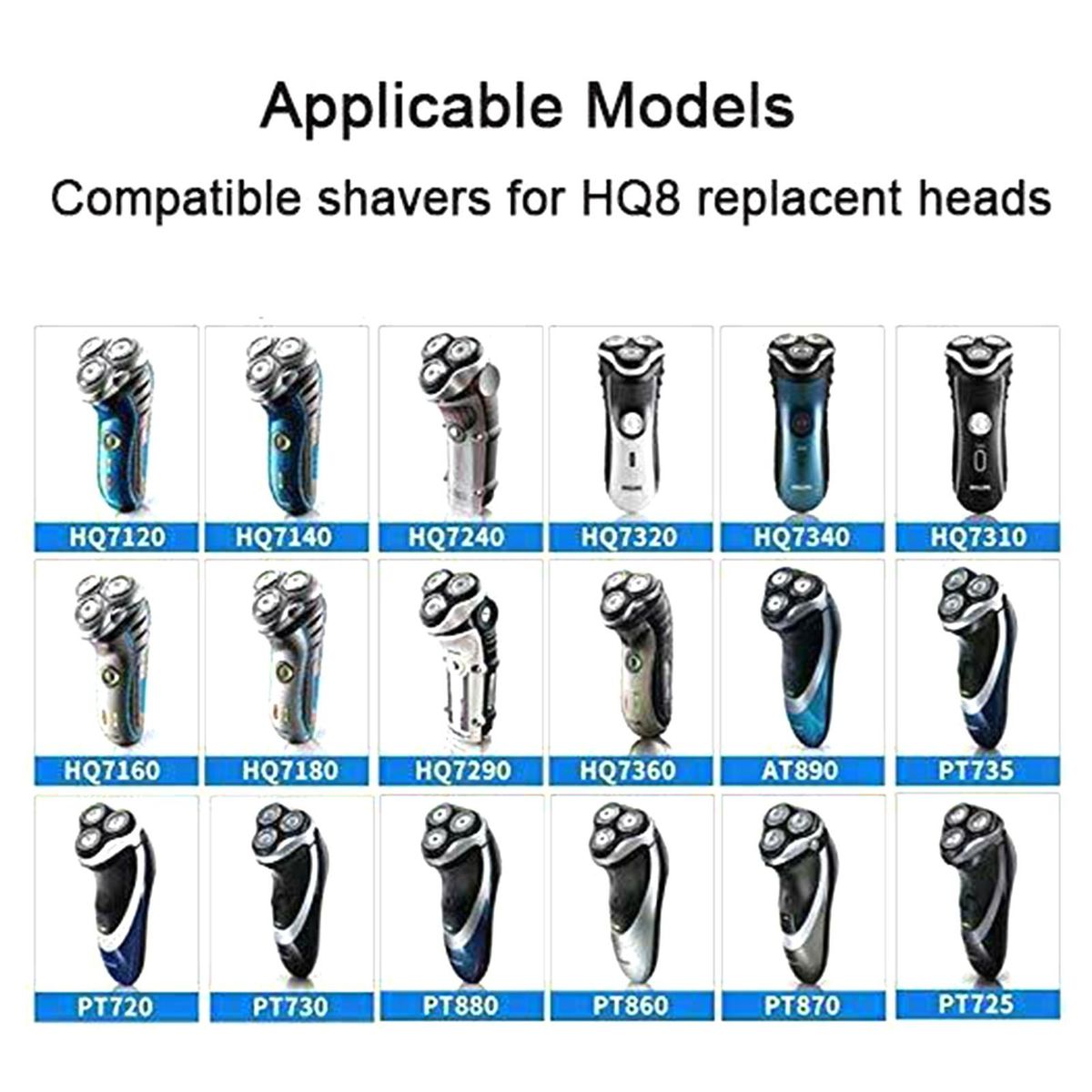 3PCS Replacement Shavers-Blade Replacement for Philips No-relco R-azor HQ8 Dual-Precisions