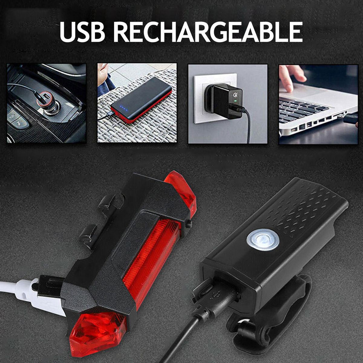 Bike Headlight Taillight Night Riding Safety Set