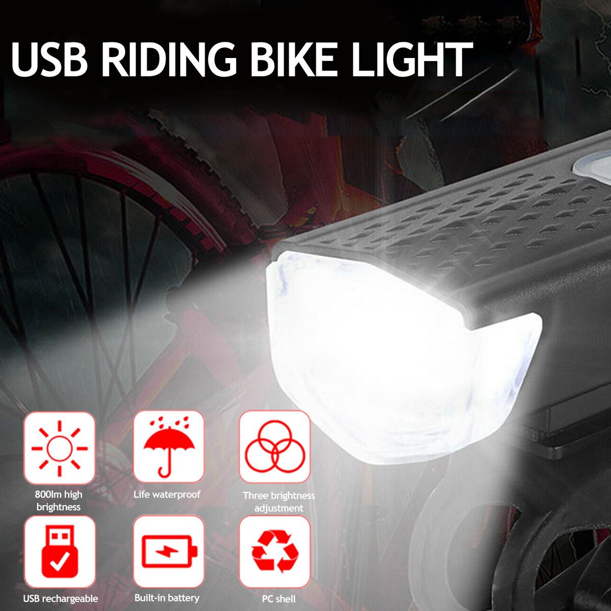 Bike Headlight Taillight Night Riding Safety Set