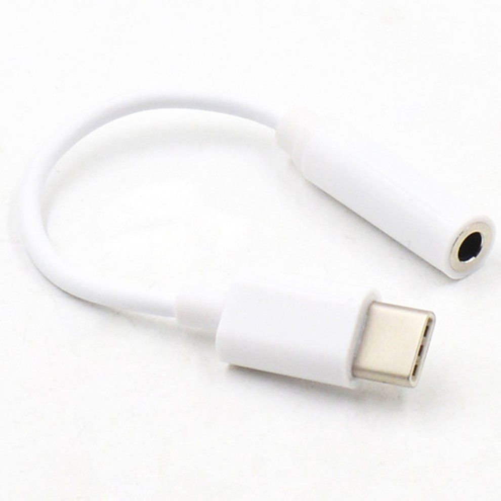 Type-  To 3.5mm Earphone  Able USB-  Male To 3.5 Female Audio Ja K Adapter-white