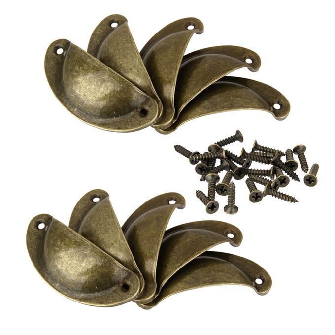 10Pcs Victorian Style Cup Shell Cupboard Drawer Cabinet Pull Handle D