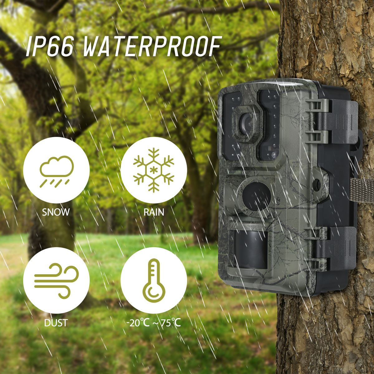 Trail Camera 16MP 4K Waterproof Game Hunting Camera With