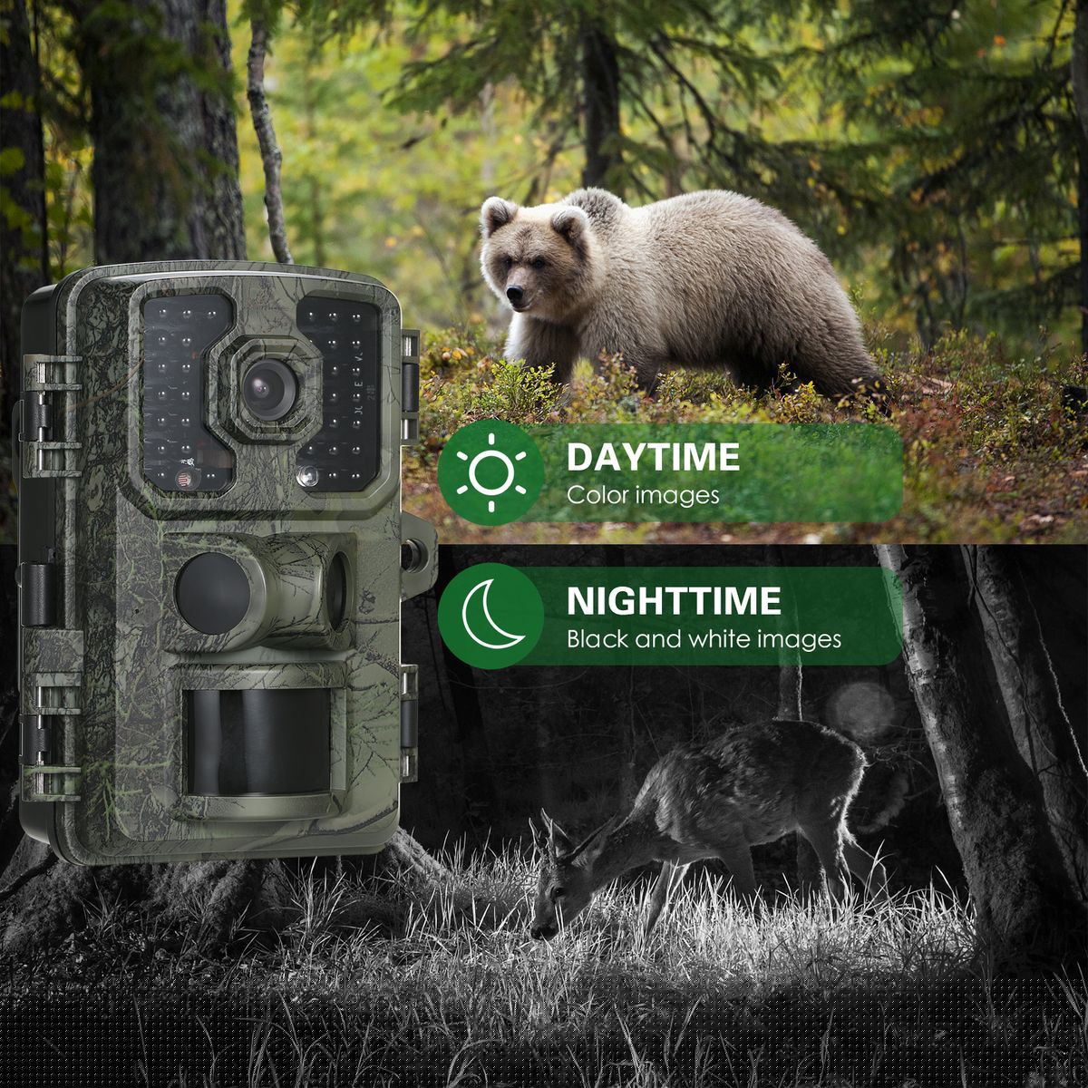 Trail Camera 16MP 4K Waterproof Game Hunting Camera With