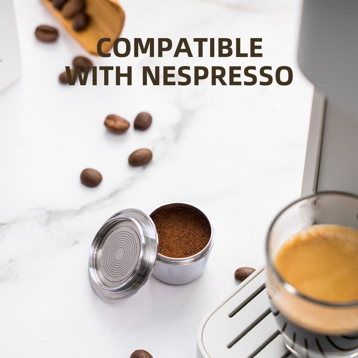 Stainless Steel Coffee Capsule Refillable Coffee Capsules Espresso Capsules Compatible with Nespresso Coffee Machine