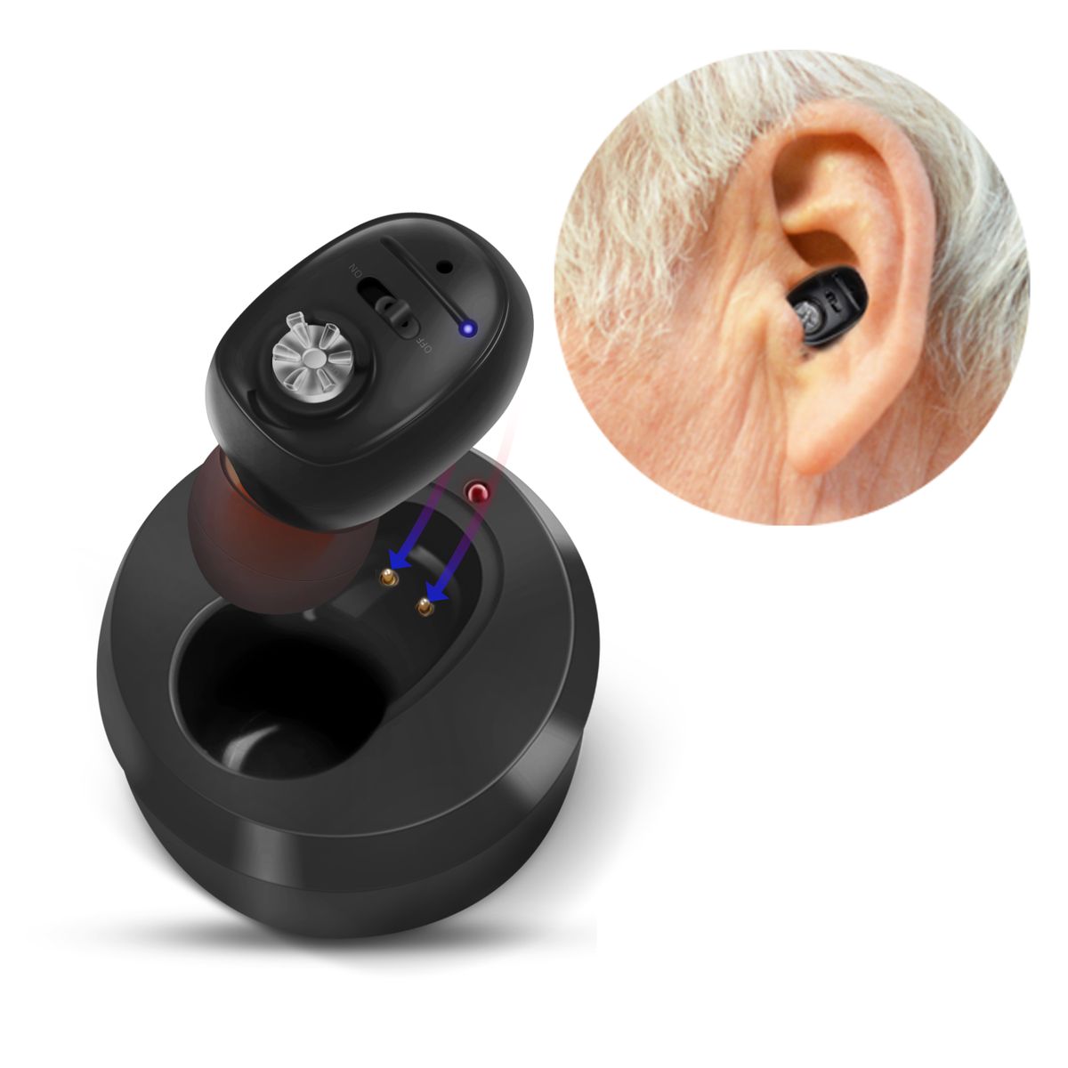 In-ear Hearing Aid With Charger, Stylish Design VHP-1607-b