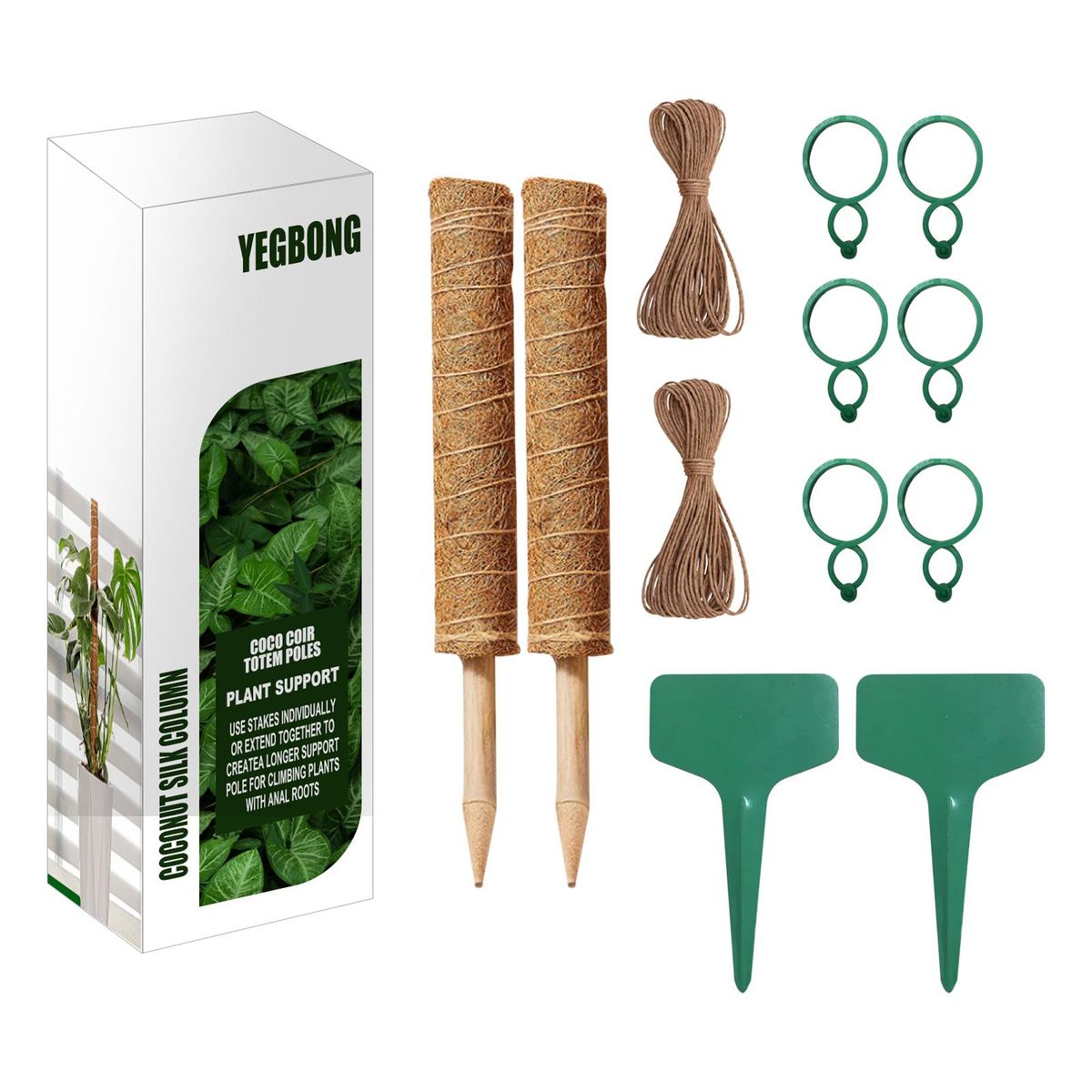 YEGBONG Coconut Silk Column Kit Climbing Plants Support Totem Pole Retain Moisture Grow Better