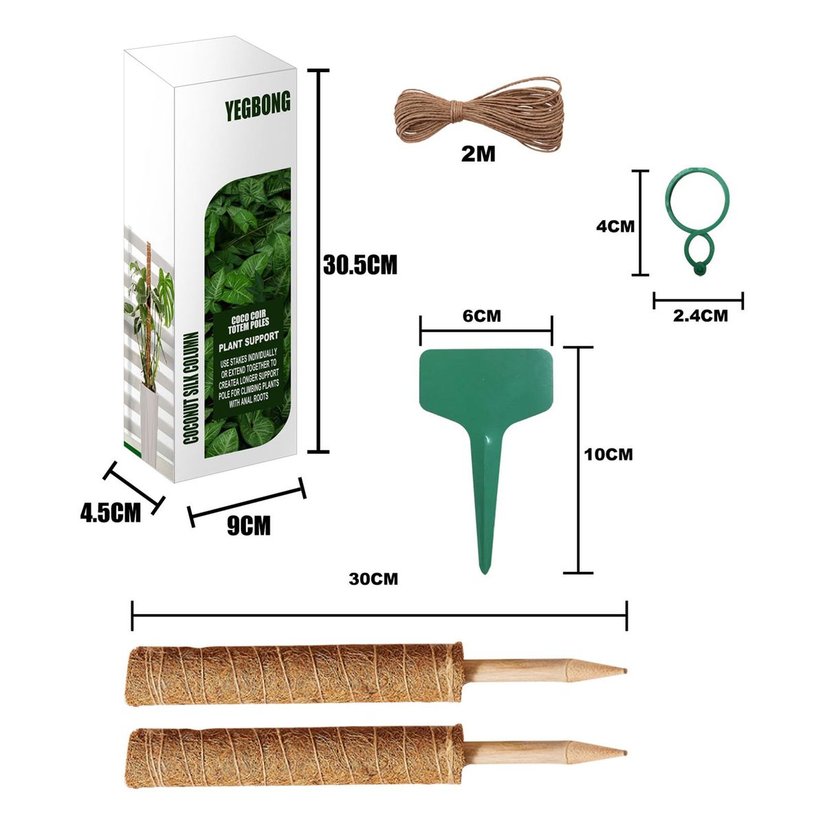 YEGBONG Coconut Silk Column Kit Climbing Plants Support Totem Pole Retain Moisture Grow Better