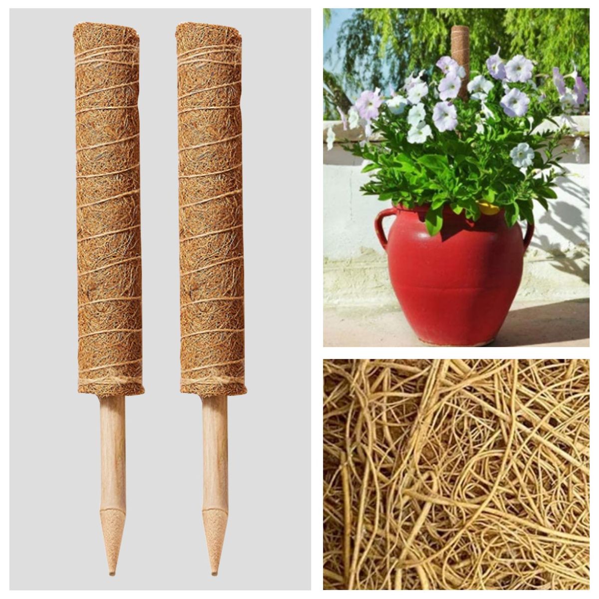 YEGBONG Coconut Silk Column Kit Climbing Plants Support Totem Pole Retain Moisture Grow Better