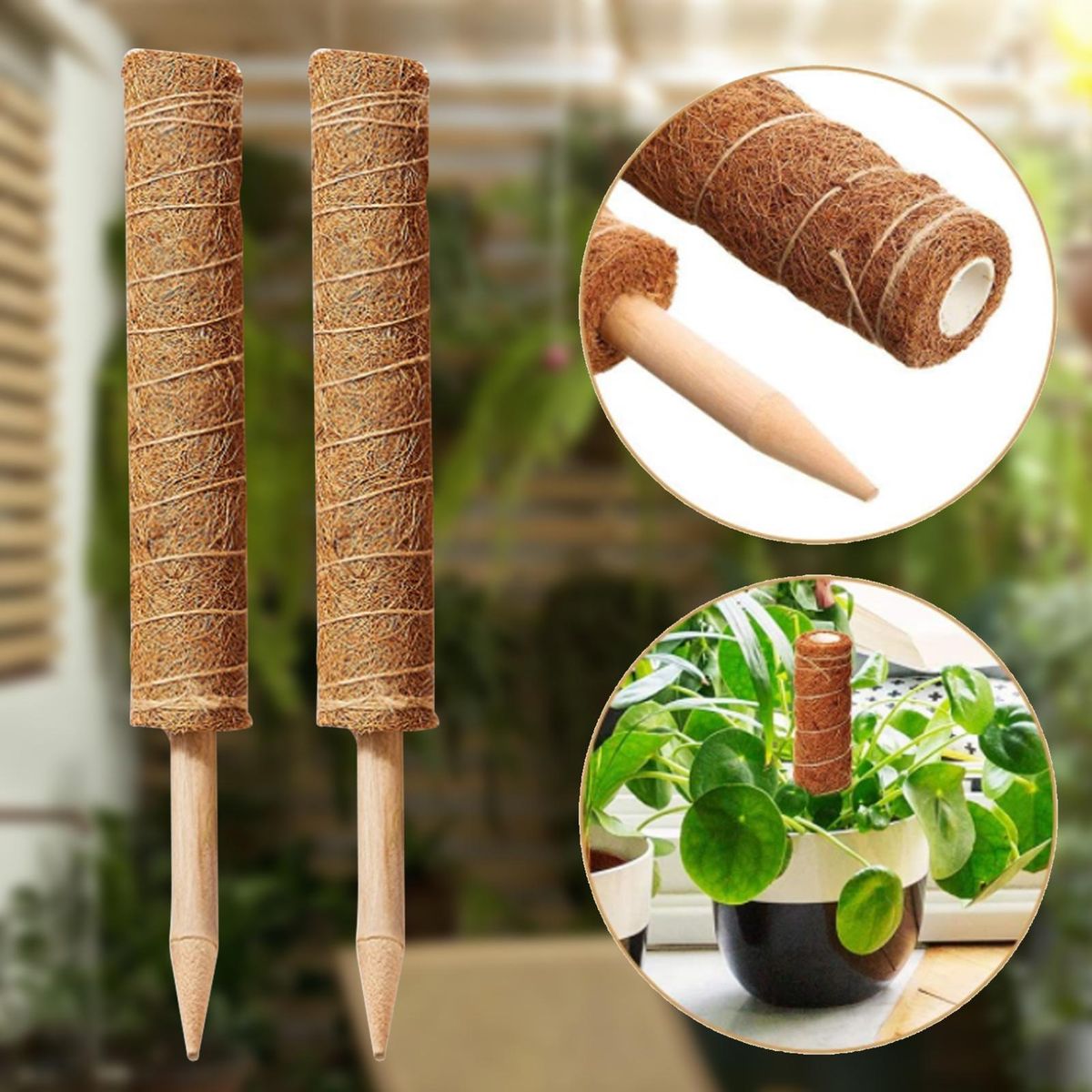 YEGBONG Coconut Silk Column Kit Climbing Plants Support Totem Pole Retain Moisture Grow Better