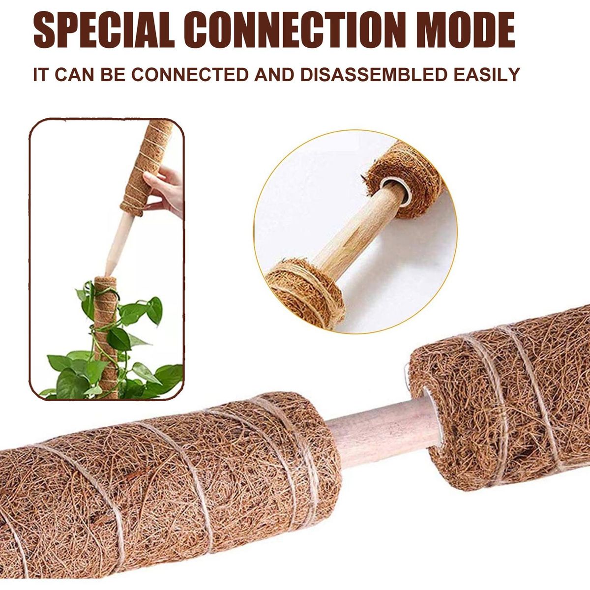YEGBONG Coconut Silk Column Kit Climbing Plants Support Totem Pole Retain Moisture Grow Better