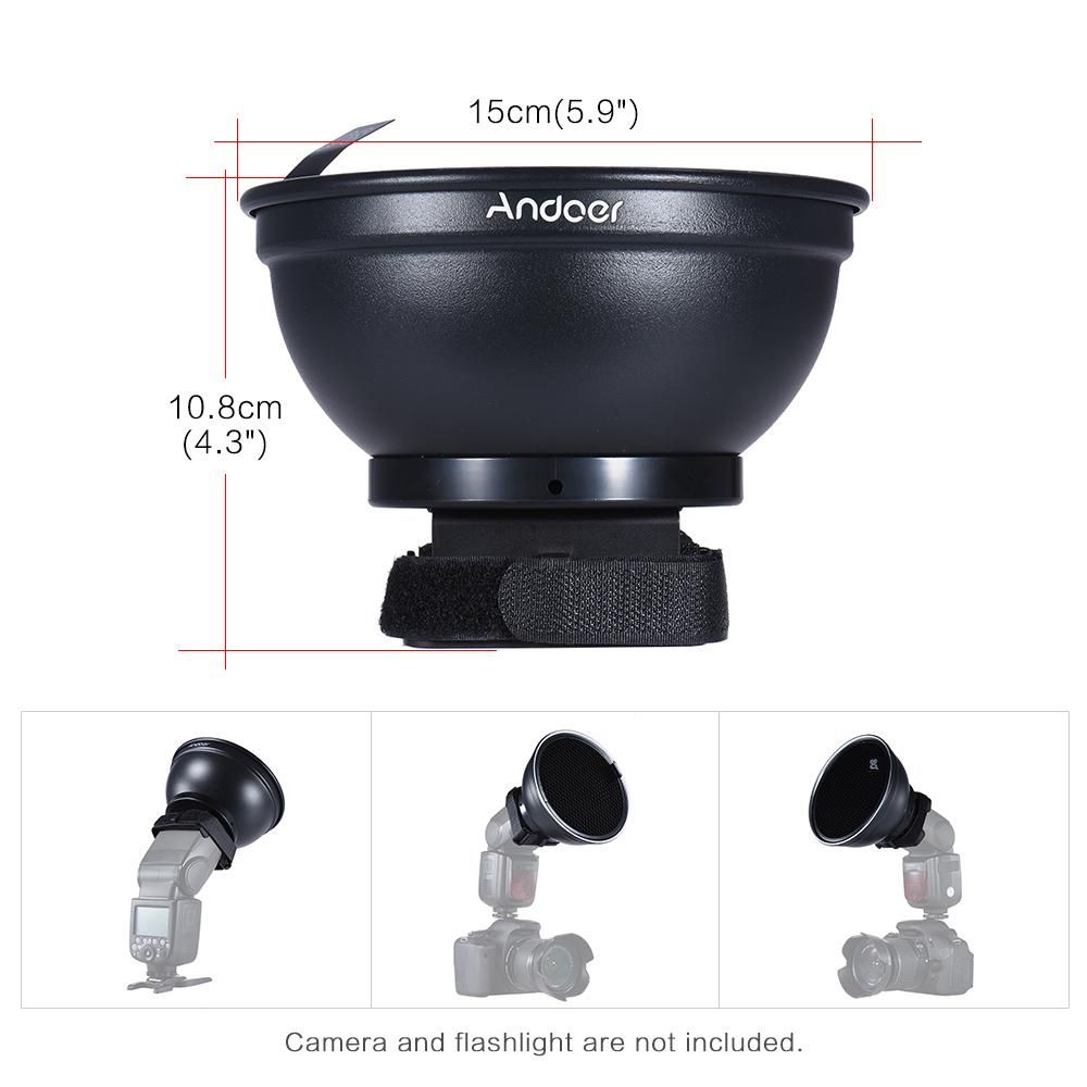 Andoer 5.9'' (15cm) Silver Beauty Dish Diffuser w/ 30 Degree Honeycomb Replacement for Neewer Canon Nikon Yongnuo Godox Meike Vivitar Photography On-camera Flash Speedlite Speedlight