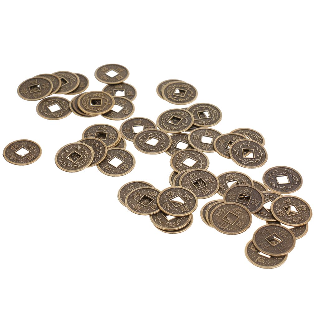 2X Alloy Feng Shui I Ching Money Coins Good Fortune Home Accessory Set