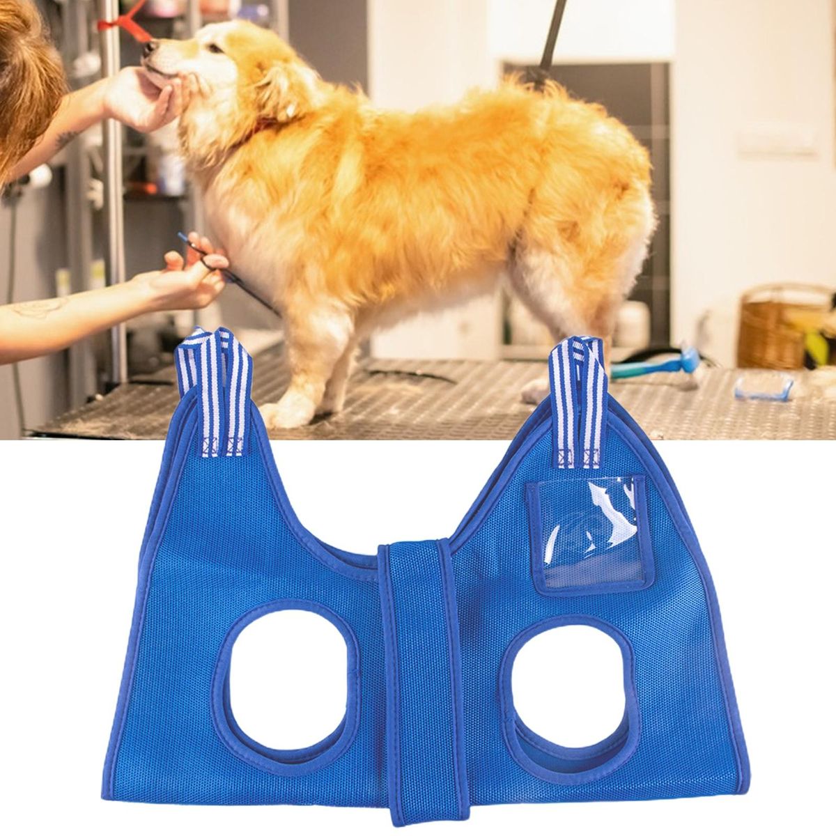 Pet Grooming Hammock Puppy Kitten Trimming Hammock Helper Blue