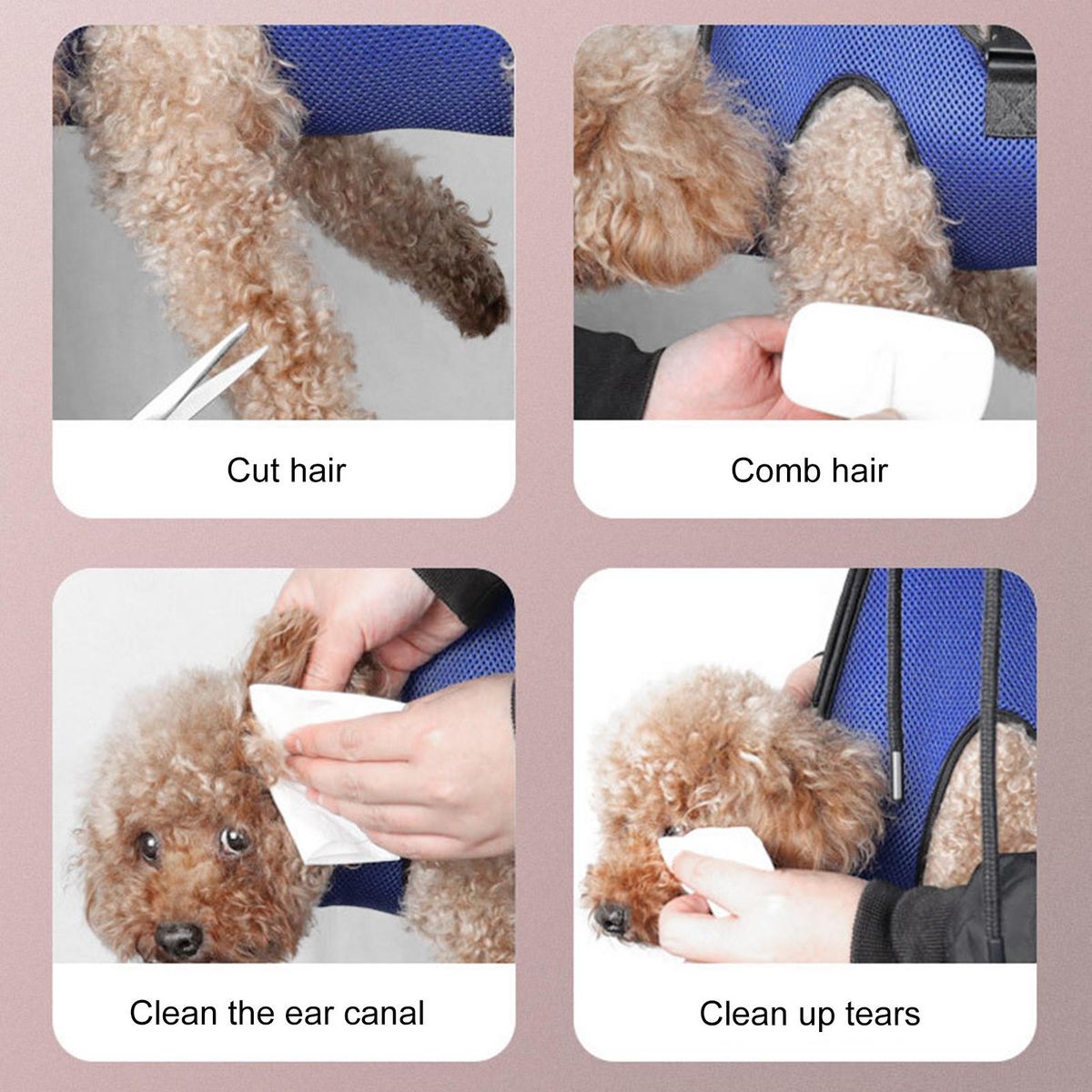 Pet Grooming Hammock Puppy Kitten Trimming Hammock Helper Blue