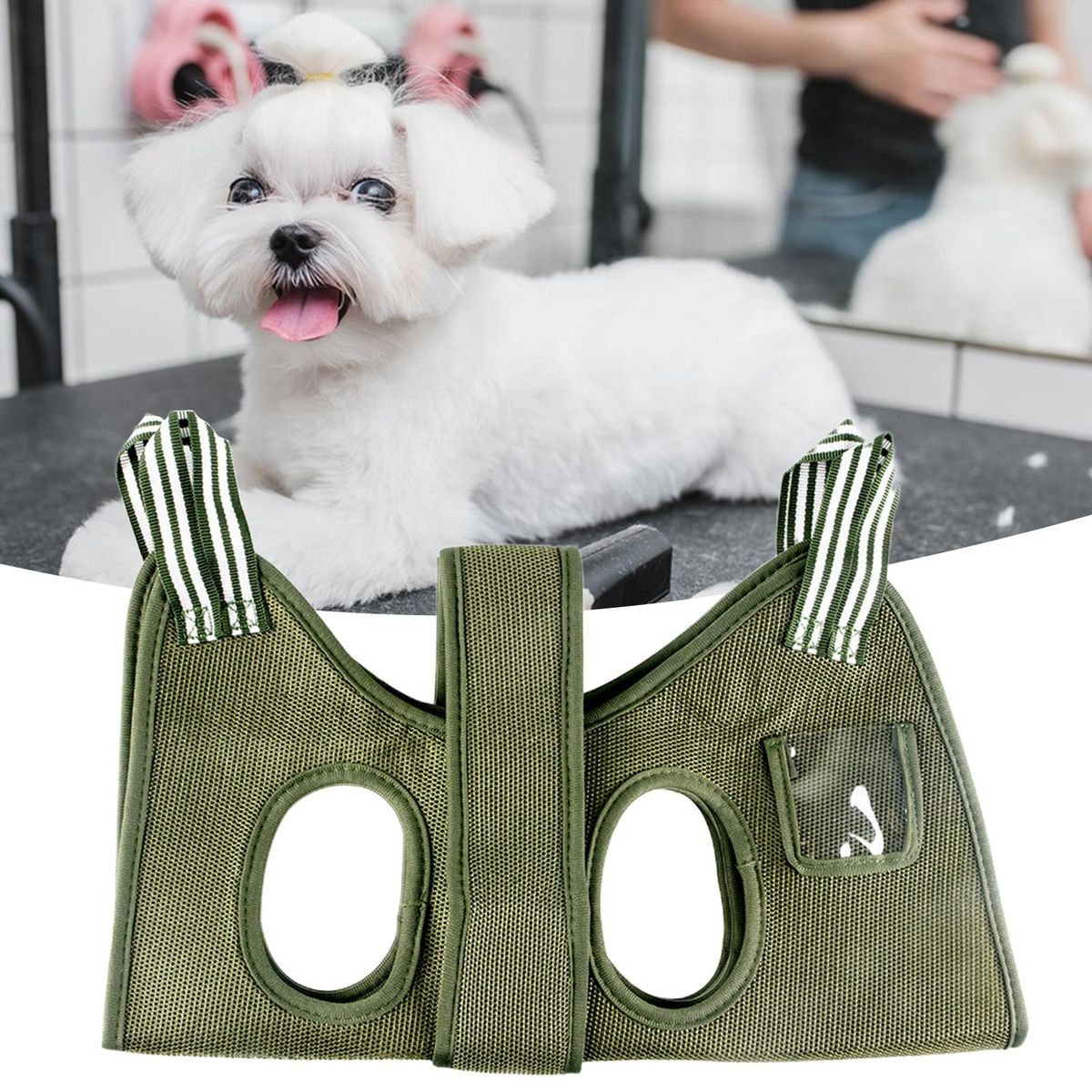 Pet Grooming Hammock Puppy Kitten Trimming Hammock Helper Green