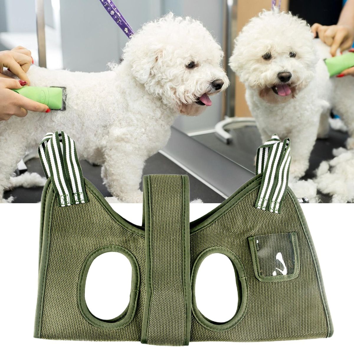 Pet Grooming Hammock Puppy Kitten Trimming Hammock Helper Green