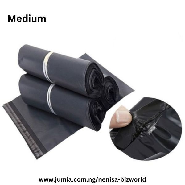 Black Courier Bags / Courier Nylons/Poly Mailer-Invoice Pocket 50pcs-A3-Medium-30x48cm-12/18 Inches