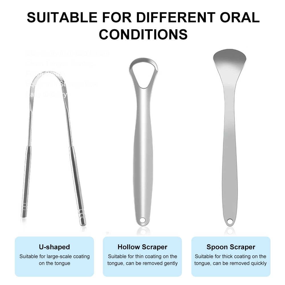 Oral Tongue Coating Cleaner Tongue Scraper 3Pcs Tongue