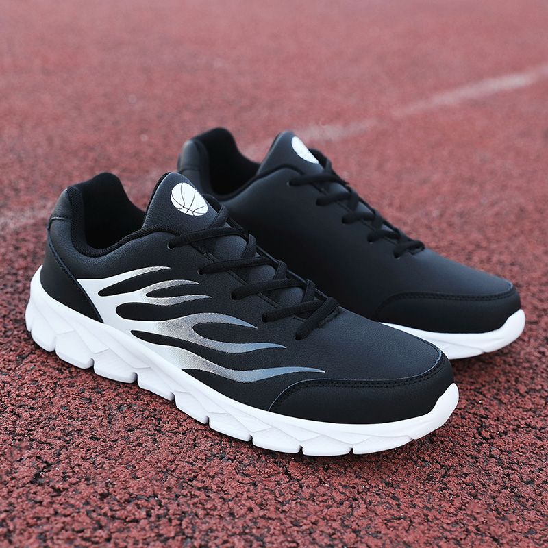Big Size Mens Casual Running Shoes-Black White