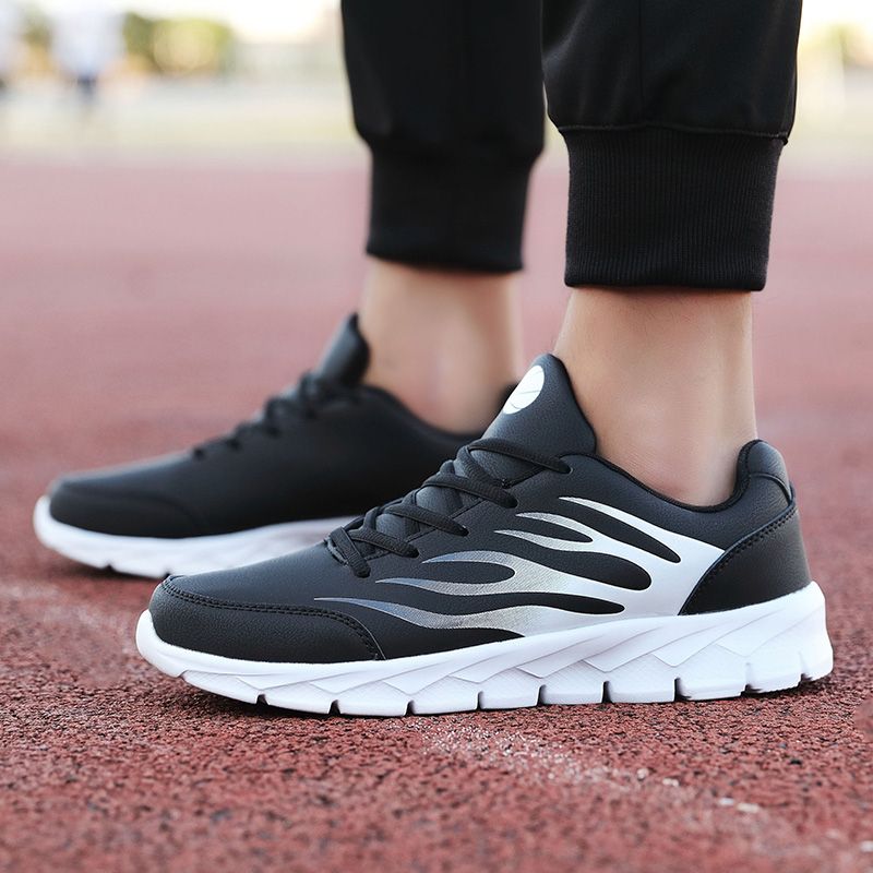 Big Size Mens Casual Running Shoes-Black White